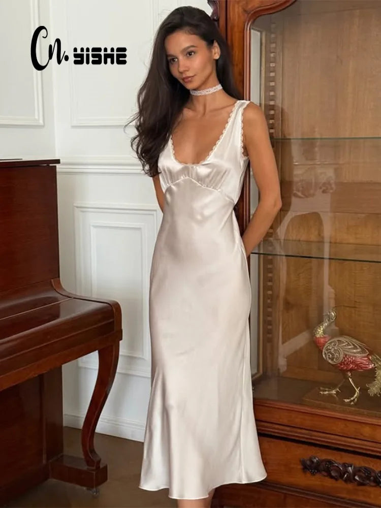 CNYISHE Lace Patchwork Solid V Neck Sheath Women Dresses Party Elegant Outfits Fashion Bodycon Female Vestidos Robes Sleeveless | 0