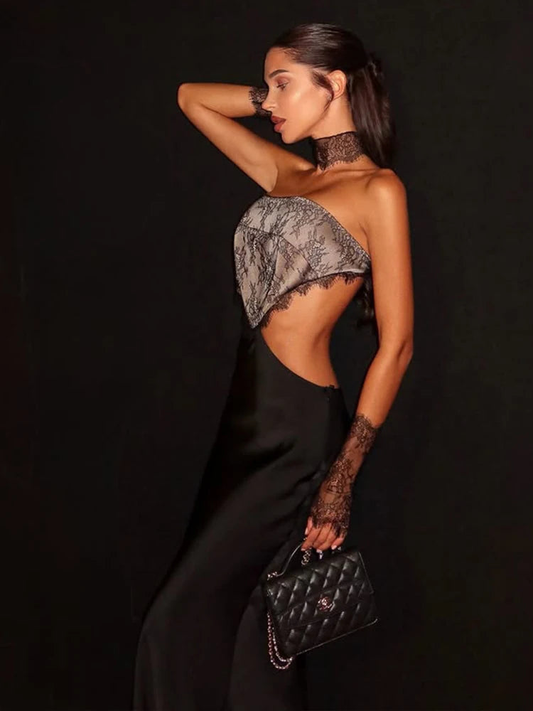 CNYISHE Hollow Out Strapless Lace Patchwork Hip Wrap Sexy Club Women Dresses Sheath Bodycon Fashion Female Outfits Party Slim | 4