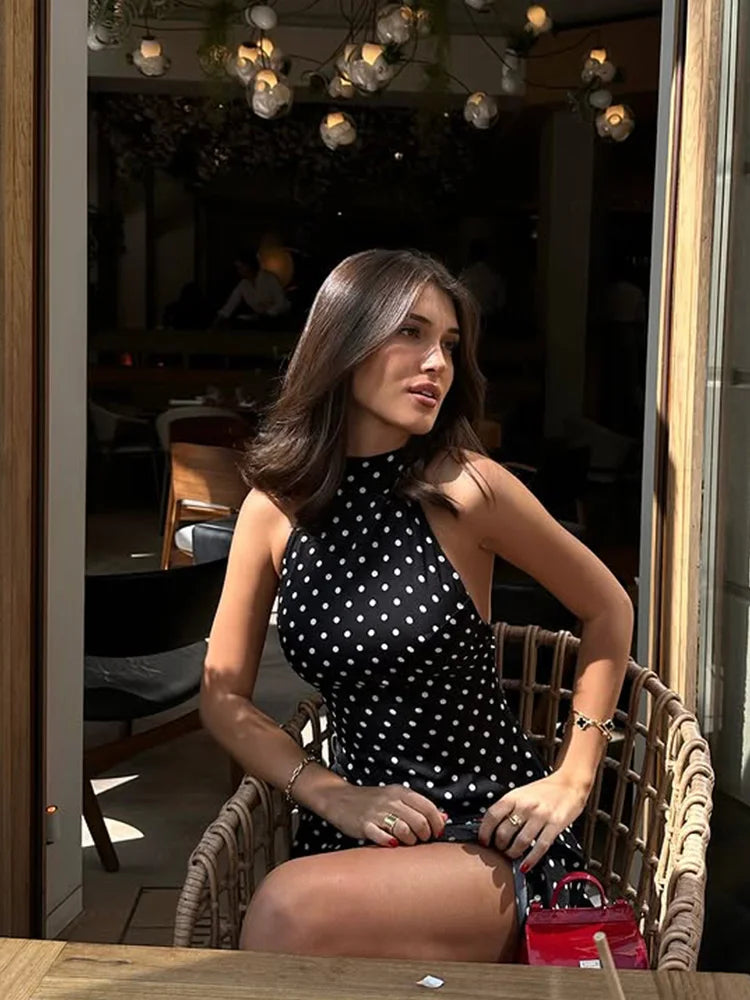 CNYISHE Dot Prints Halter Backless Sleeveless Elegant Party Outfits Women Dresses Summer Sheath Fashion Female Bodycon Trendy | 3